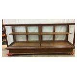 Early Wooden Floor Display Case with Glass Panels, 94in x 41in