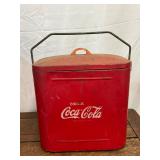 Embossed Metal Coca-Cola Cooler with Handle, 13in x 13in