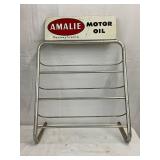 Amalie Motor Oil Rack with Metal Frame and Enamel Sign, 22in x 30in