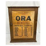 Wooden Store Display Cabinet Advertising The Ora Remedies, 24in x 18in