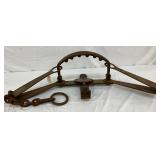 Early Iron Trap With Teeth and Chain, Measures 44in x 18in