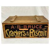 Wooden Cracker and Biscuit Box with A.B. Bruce Branding, 22X14 
