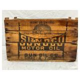 Wooden Sunoco Motor Oil Box for 6-One Gallon Cans, 17X11 