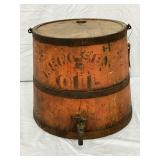 Wooden Kerosene Oil Barrel with Spigot and Handle, 12in x 10in