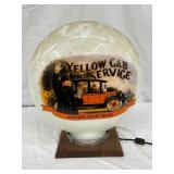Milk Glass ‘Yellow Cab Service’ Globe LIGHT, 17X15 