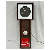 Coca-Cola Electric Wall Clock with Pendulum, 32in x 13in