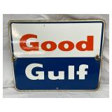 Porcelain ‘Good Gulf’ Gasoline Pump Plate, 10 x 9 Inches