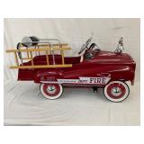 43×21 Glide Ride Red Pedal Car Fire Truck with Chrome Detailing