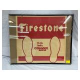 Framed Firestone and Kendall Motor Oil Cardboard Advertisement Display, 16X16 