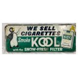 30in x 12in Metal Advertising Sign for Kool Cigarettes, Featuring Penguin Graphic