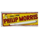Embossed Metal Advertising Sign, ‘Call for Philip Morris,’ 28in x 10in