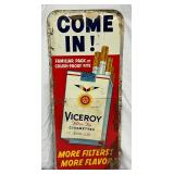 Metal Advertising Sign for Viceroy Cigarettes, 12 x 25 Inches