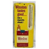 Embossed Metal Winston Cigarettes Advertising Thermometer, 6in x 14in