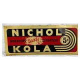 Embossed Metal “Nichol Kola” Advertising Sign, 28in x 12in