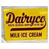 Metal Advertising Sign for Dairyco Milk-Ice Cream, 19in x 14in