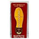 Embossed Biltrite Heels & Soles Advertising Thermometer Sign