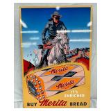 Metal Advertising Sign for Merita Bread, Featuring Lone Ranger Theme, 19in by 28in