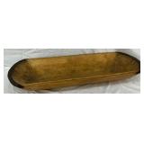 Wooden Dough Bowl with Metal-Reinforced Ends, 30in by 12in