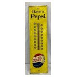 Pepsi-Cola Metal Advertising Thermometer, 8in x 27in