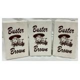 Three Buster Brown Shoe Boxes with Graphic Design