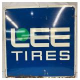 Double-Sided Metal Lee Tires Advertising Sign, 34 Inches