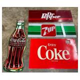 Coca-Cola, Dr Pepper, and 7-Up Metal Advertising Signs