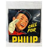 Metal Advertising Sign ‘Call for Philip,’ 16×17 Inches