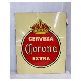 Embossed Metal Cerveza Corona Extra Sign, 21in x 26in