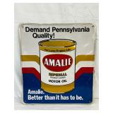 Embossed Metal Amalie Motor Oil Sign, 18in x 20in