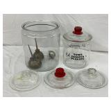Glass Jars with Lids, Including Tom’s Toasted Peanuts Jar