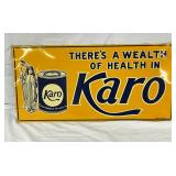Embossed Metal Advertising Sign for Karo Corn Syrup, 18in x 9in
