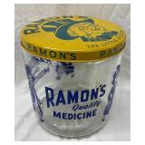 Ramon’s Quality Medicine Glass Jar with Tin Lid Featuring ‘The Little Doctor’ Logo