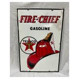 Porcelain Texaco Fire-Chief Gasoline Sign, 12×18