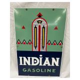 Porcelain Advertising Sign for Indian Gasoline, 12 x 18 Inches