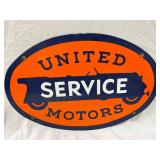 Porcelain CONTEMPORARY  United Service Motors Sign, 16 1/2 x 11 Inches