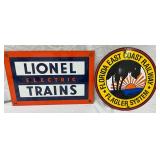Contemporary Porcelain Lionel Electric Trains and Florida East Coast Railway Signs