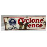 US Cyclone Fence Porcelain Advertising Sign, 13 1/2 x 4 in.