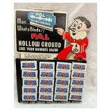 Vintage Pal Hollow Ground Razor Blade Display with Original Packaging