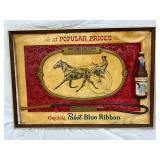 Pabst Blue Ribbon Advertising Display With Horse Racing Theme, 30in by 21in Plastic