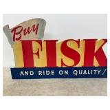 Vintage Fisk Tires Die-Cut Cardboard Easel-Back Sign, 15x8 