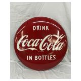 Porcelain Coca-Cola Advertising Button Sign, 24in Diameter