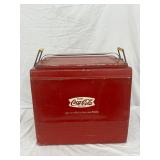Metal Coca-Cola Cooler with Hinged Lid and Bottle Opener