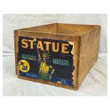 Wooden Fruit Crate Featuring ‘Statue’ Label and California Fruit Exchange Markings