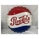 Pepsi-Cola Embossed Metal Bottle Cap Sign