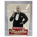 1997 Tin Advertising Sign for Maestro Sigaren, 12 x 18 Inches