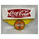 Coca-Cola Metal Advertising Sign with Bottle Logo and Slogan