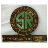 Southern Railway Chalkboard Plaque with Green and Gold Design, 14X11 