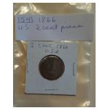 Lot 154 U.S. Two Cent Coin 1866