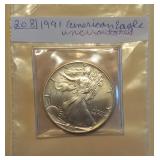 Lot 208 American Eagle Silver Dollar 1991, Uncirculated