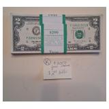 Lot K  Two Dollar Bills in sequence
